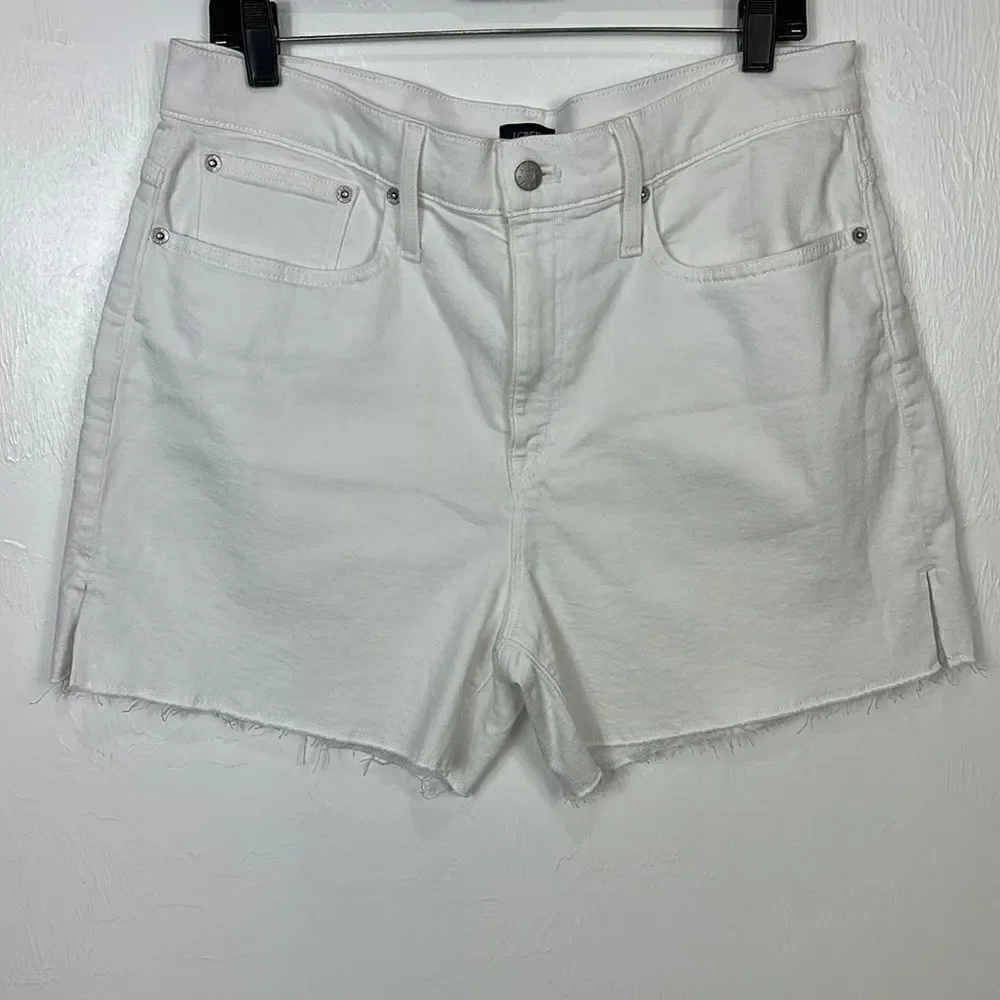 J. Crew White High Waisted Raw Hem Denim Shorts Size 31